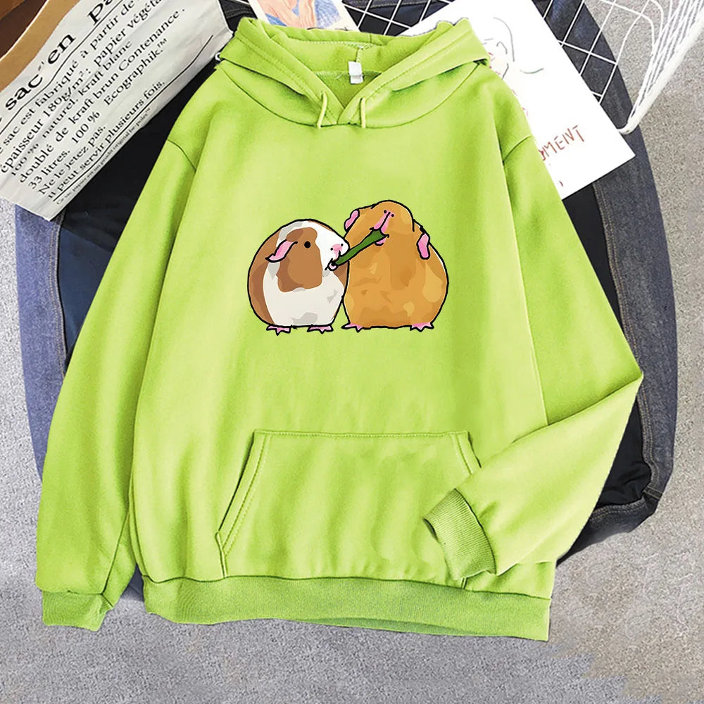 kawaiies-softtoys-plushies-kawaii-plush-Guinea Pig Sharing is Caring Unisex Hoodie Apparel Light Green XS
