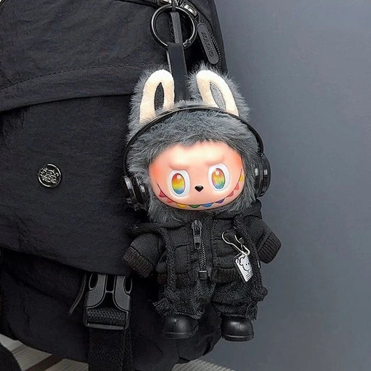 kawaiies-softtoys-plushies-kawaii-plush-Handmade All-Black Streetwear Labubu Outfit Accessories