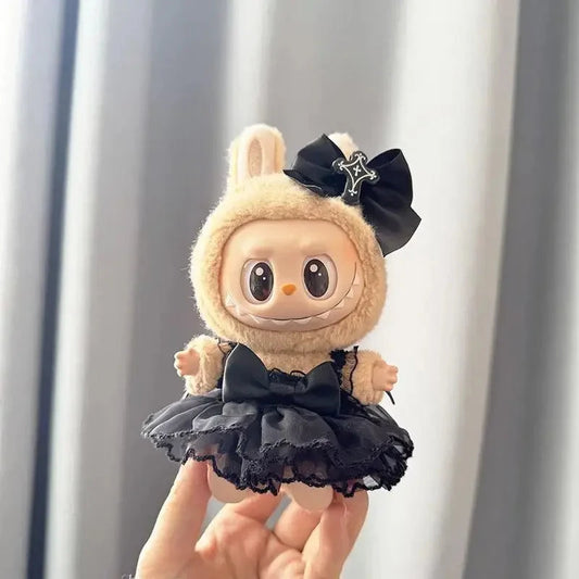 kawaiies-softtoys-plushies-kawaii-plush-Handmade Black Batwing Gothic Dress Labubu Outfit Accessories