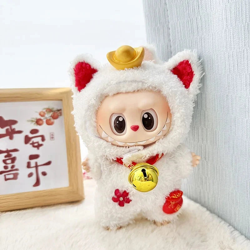 kawaiies-softtoys-plushies-kawaii-plush-Handmade Fluffy Animals Labubu Doll Outfit Collection Accessories Lucky Cat