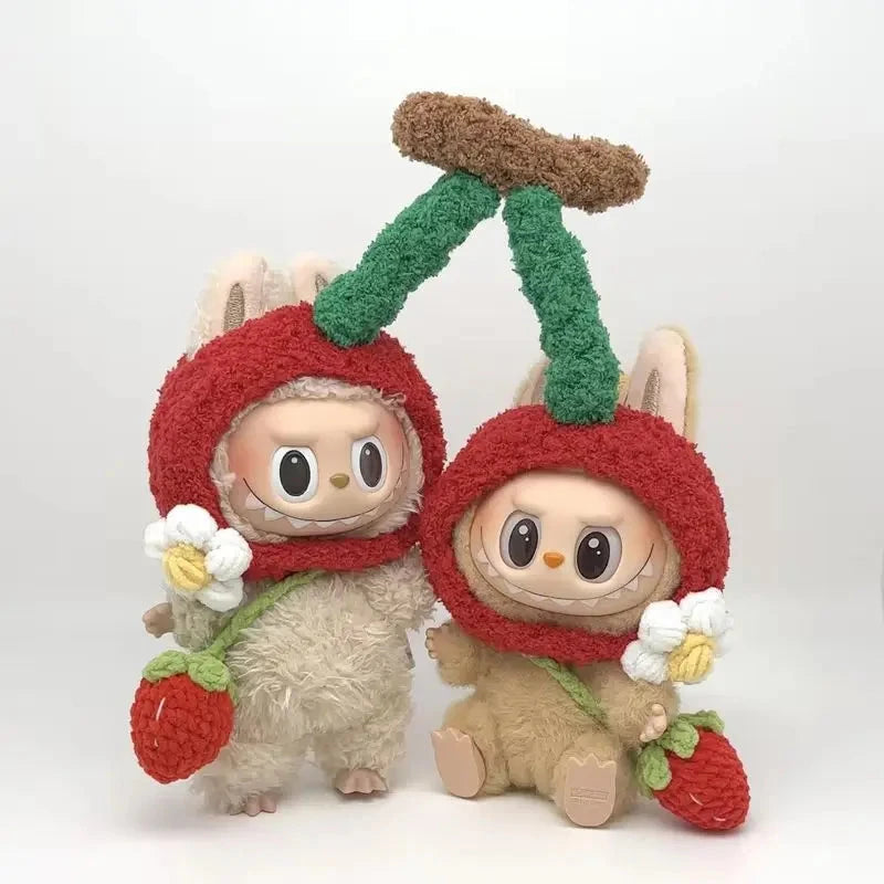kawaiies-softtoys-plushies-kawaii-plush-. Handmade Knit Cherry Twins Labubu Outfit Accessories