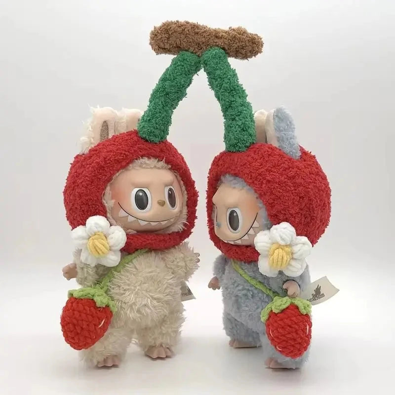 kawaiies-softtoys-plushies-kawaii-plush-. Handmade Knit Cherry Twins Labubu Outfit Accessories