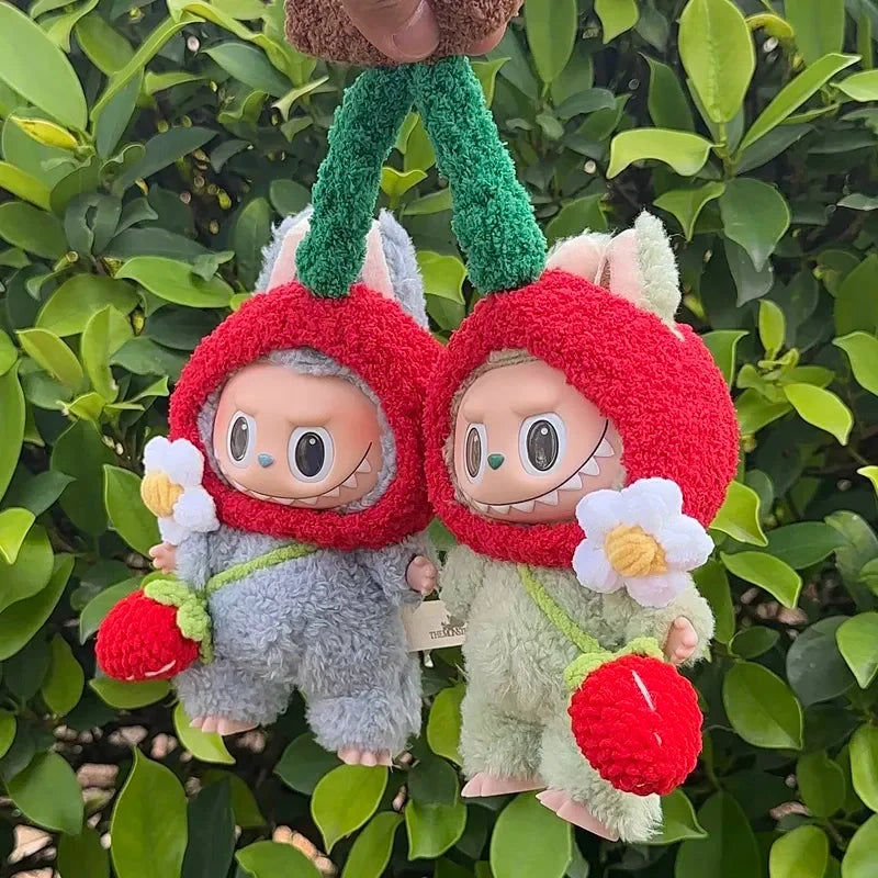 kawaiies-softtoys-plushies-kawaii-plush-. Handmade Knit Cherry Twins Labubu Outfit Accessories