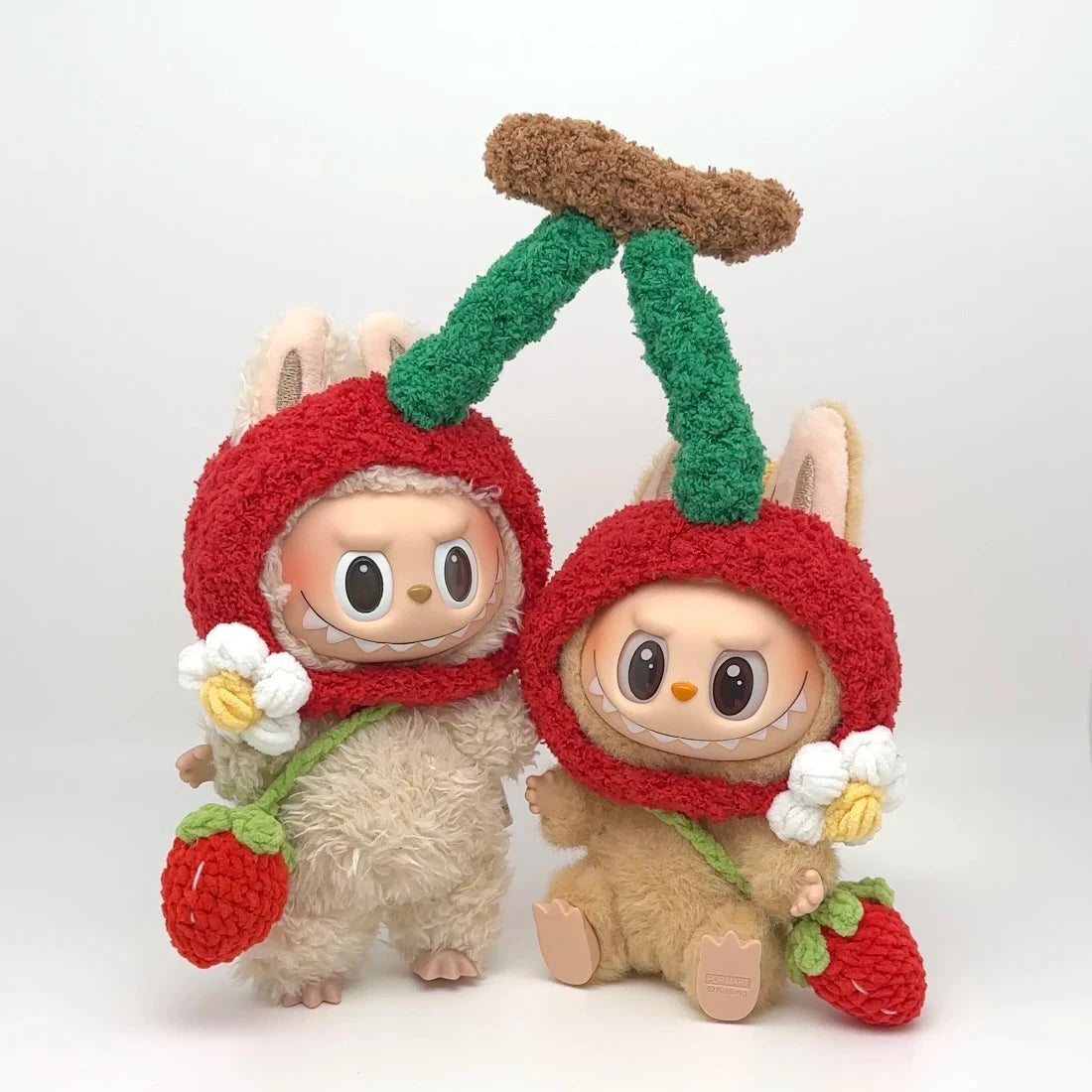 kawaiies-softtoys-plushies-kawaii-plush-. Handmade Knit Cherry Twins Labubu Outfit Accessories