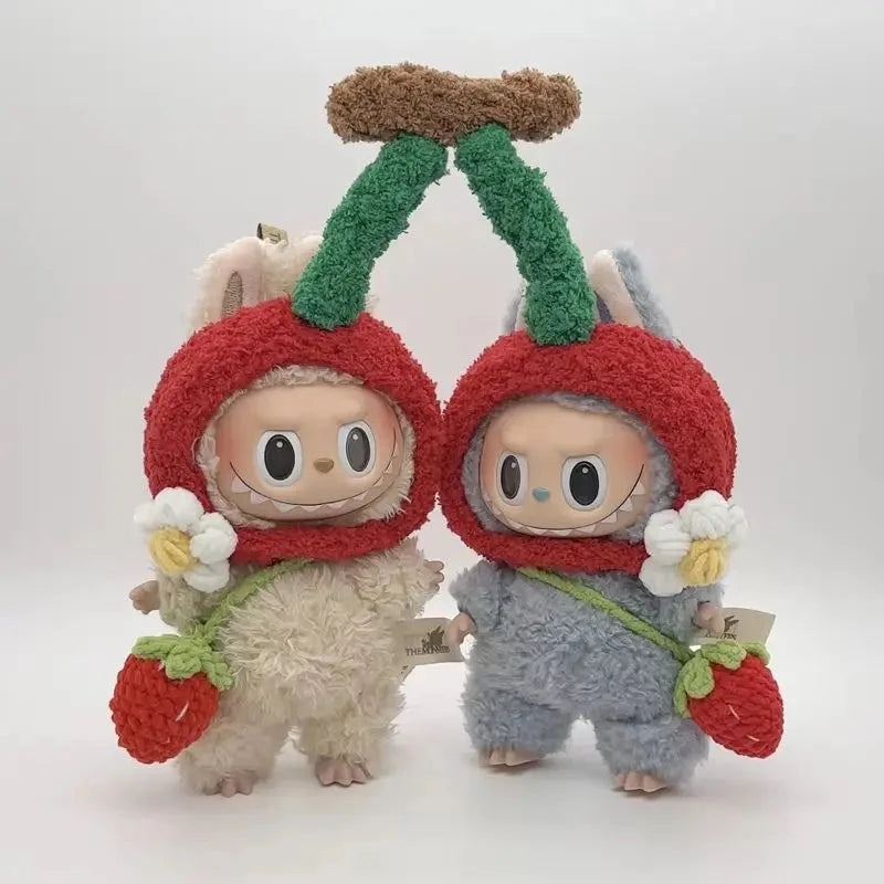 kawaiies-softtoys-plushies-kawaii-plush-. Handmade Knit Cherry Twins Labubu Outfit Accessories A