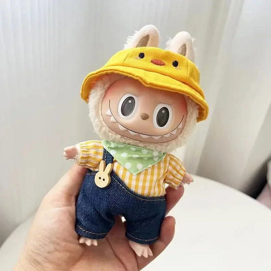kawaiies-softtoys-plushies-kawaii-plush-Handmade Labubu Denim Dungaree Outfits Accessories Yellow Duck