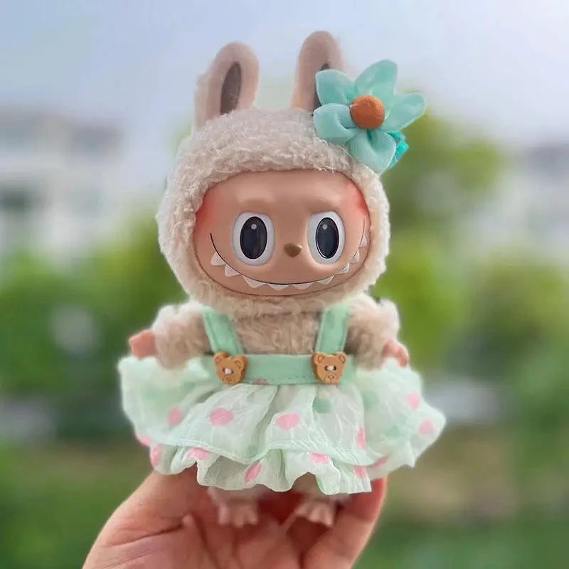 kawaiies-softtoys-plushies-kawaii-plush-Handmade Labubu Sakura Bear Dress Outfit Accessories Green