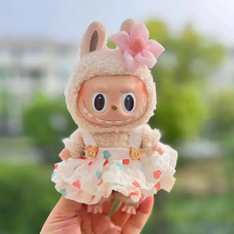 kawaiies-softtoys-plushies-kawaii-plush-Handmade Labubu Sakura Bear Dress Outfit Accessories White