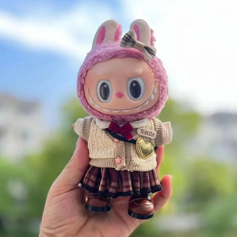 kawaiies-softtoys-plushies-kawaii-plush-Handmade Labubu School Uniform Outfit with Accessories Accessories Red