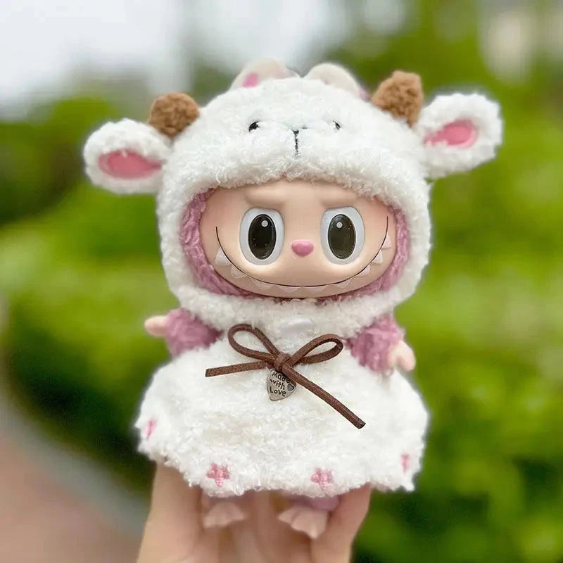 kawaiies-softtoys-plushies-kawaii-plush-Handmade Labubu White Sheep Overalls Outfit Accessories Sheep Overalls