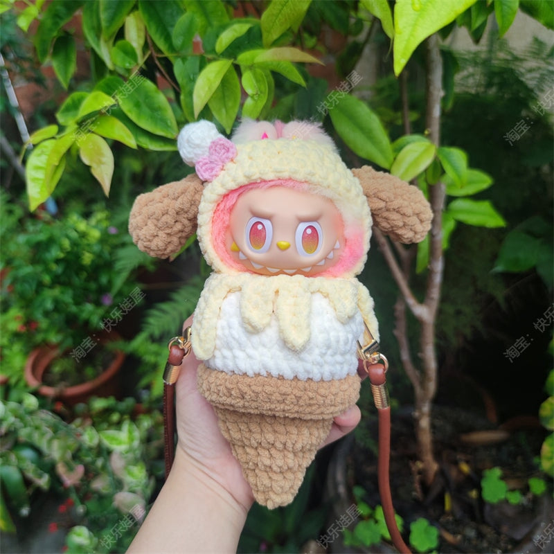 kawaiies-softtoys-plushies-kawaii-plush-Handmade Vanilla Ice Cream Cone Labubu Outfit Accessories