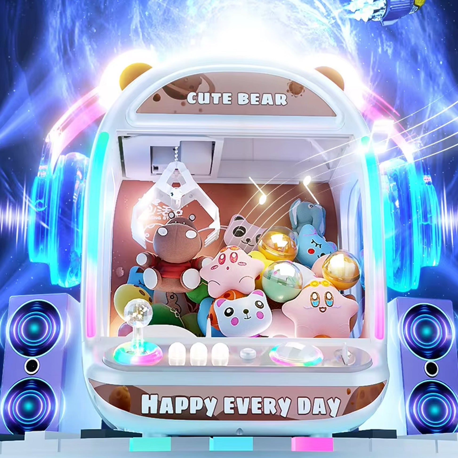 kawaiies-softtoys-plushies-kawaii-plush-Happy Pink Brown Bear Advanced Mini Claw Machine Toy Toys