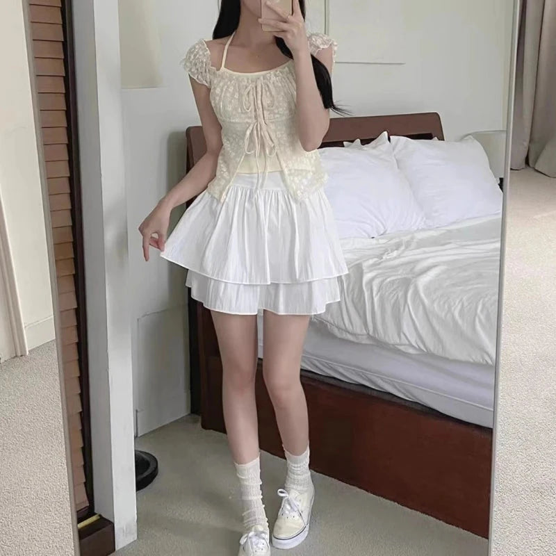 kawaiies-softtoys-plushies-kawaii-plush-Harajuku Angelcore Lace White Cream Floral Blouse Apparel