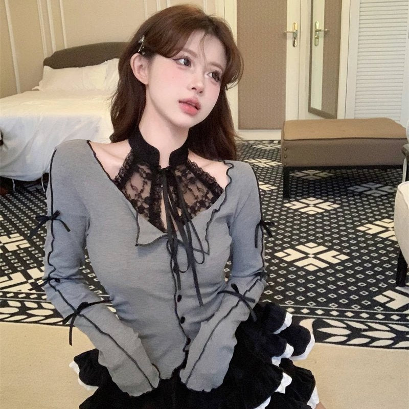 kawaiies-softtoys-plushies-kawaii-plush-Harajuku Goth Ribbon Skirt Two Piece Set Apparel