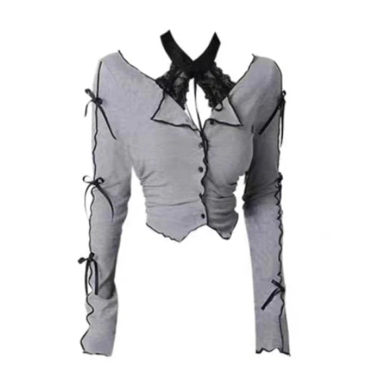 kawaiies-softtoys-plushies-kawaii-plush-Harajuku Goth Ribbon Skirt Two Piece Set Apparel Tops Size S(40-45Kg)