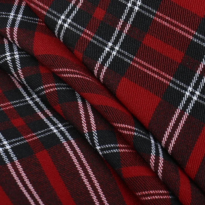 kawaiies-softtoys-plushies-kawaii-plush-Harajuku Lolita Gothic Rouge Red Laced Plaid Pleated Skirt Apparel