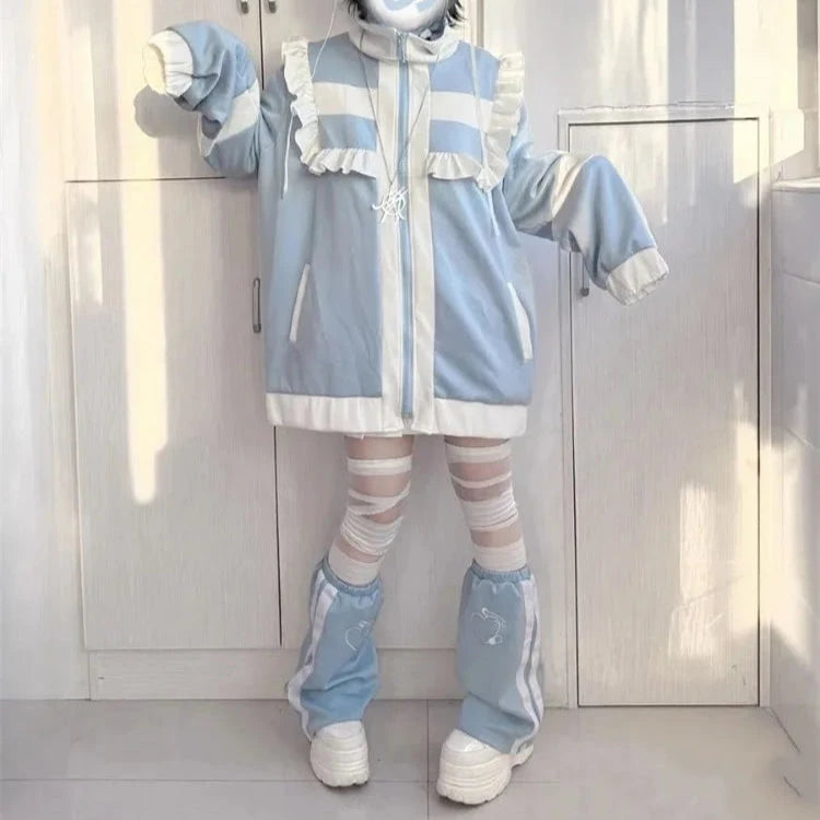 kawaiies-softtoys-plushies-kawaii-plush-Harajuku Y2k Wintercore Zipper Ruffle Women's Jacket Apparel M
