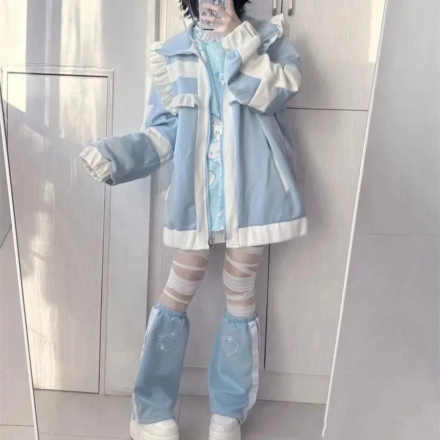kawaiies-softtoys-plushies-kawaii-plush-Harajuku Y2k Wintercore Zipper Ruffle Women's Jacket Apparel S