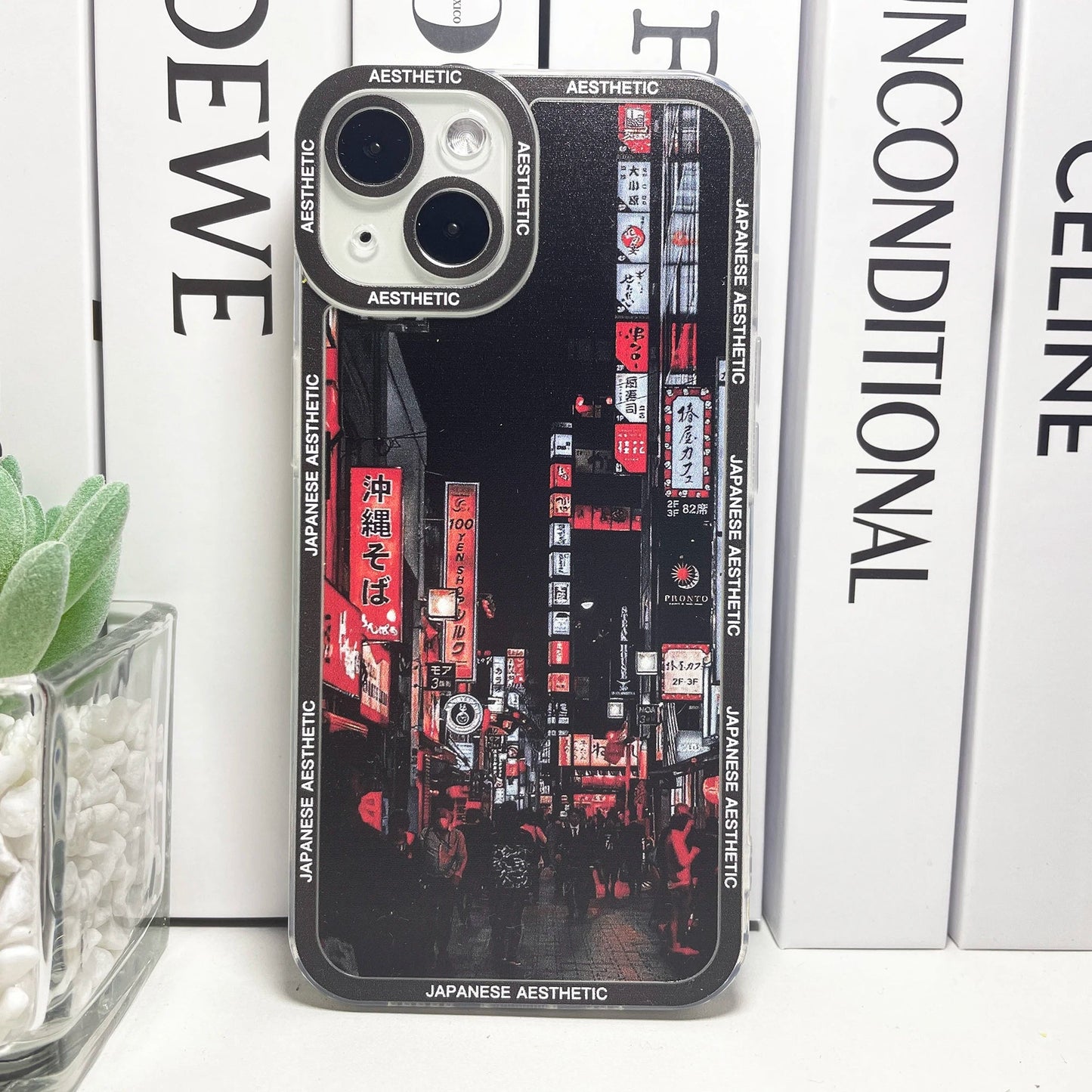 kawaiies-softtoys-plushies-kawaii-plush-Japanese Aesthetic Tokyo Neon Lights Black Hues iPhone Case Accessories Red iPhone X XS
