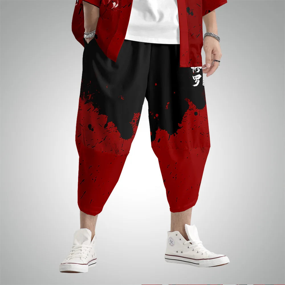 kawaiies-softtoys-plushies-kawaii-plush-Japanese Anime Asura Blades Men Two-Piece Kimono Yukata Top & Pants Sets Kimono