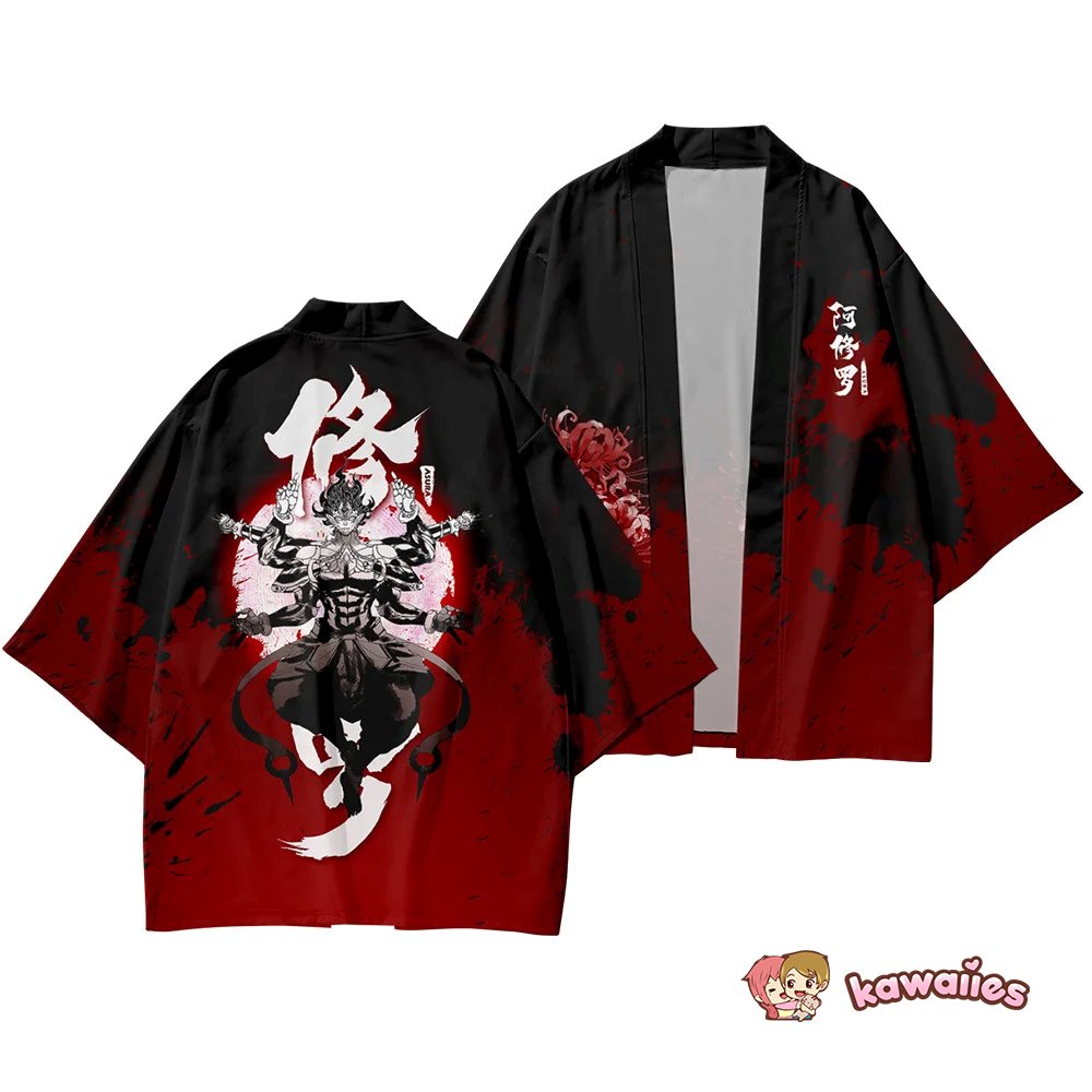 kawaiies-softtoys-plushies-kawaii-plush-Japanese Anime Asura Blades Men Two-Piece Kimono Yukata Top & Pants Sets Kimono Top S