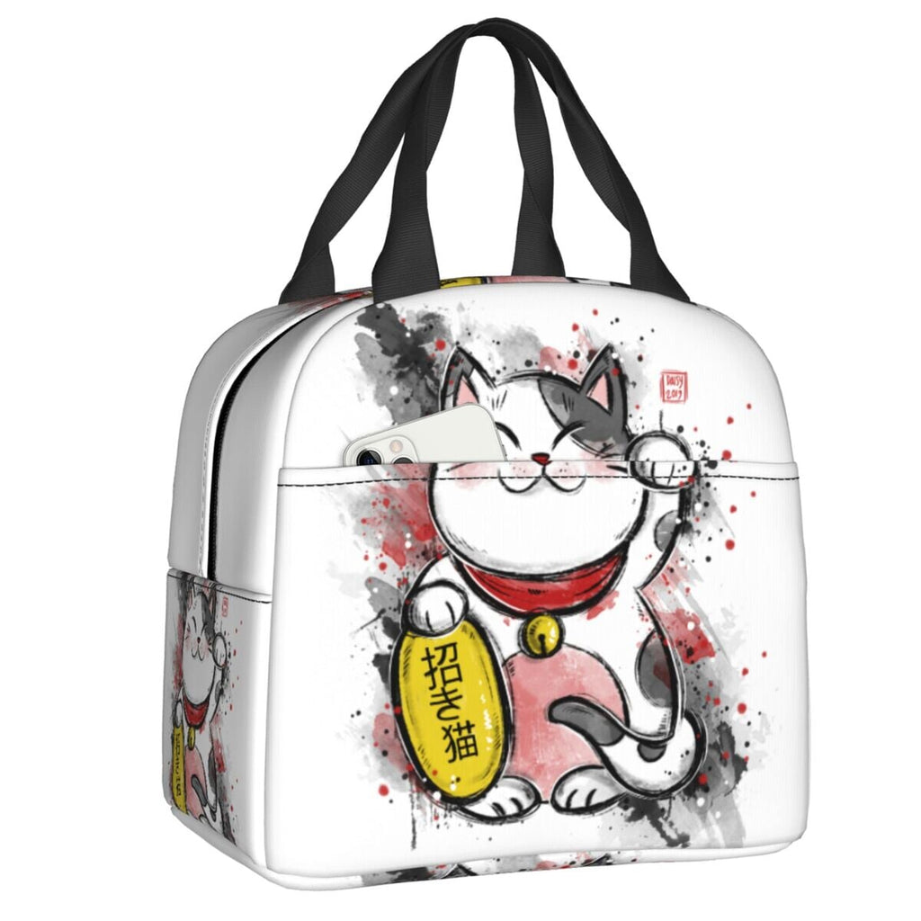 kawaiies-softtoys-plushies-kawaii-plush-Japanese Fortune Cat Lunch Bag Set Bag White 