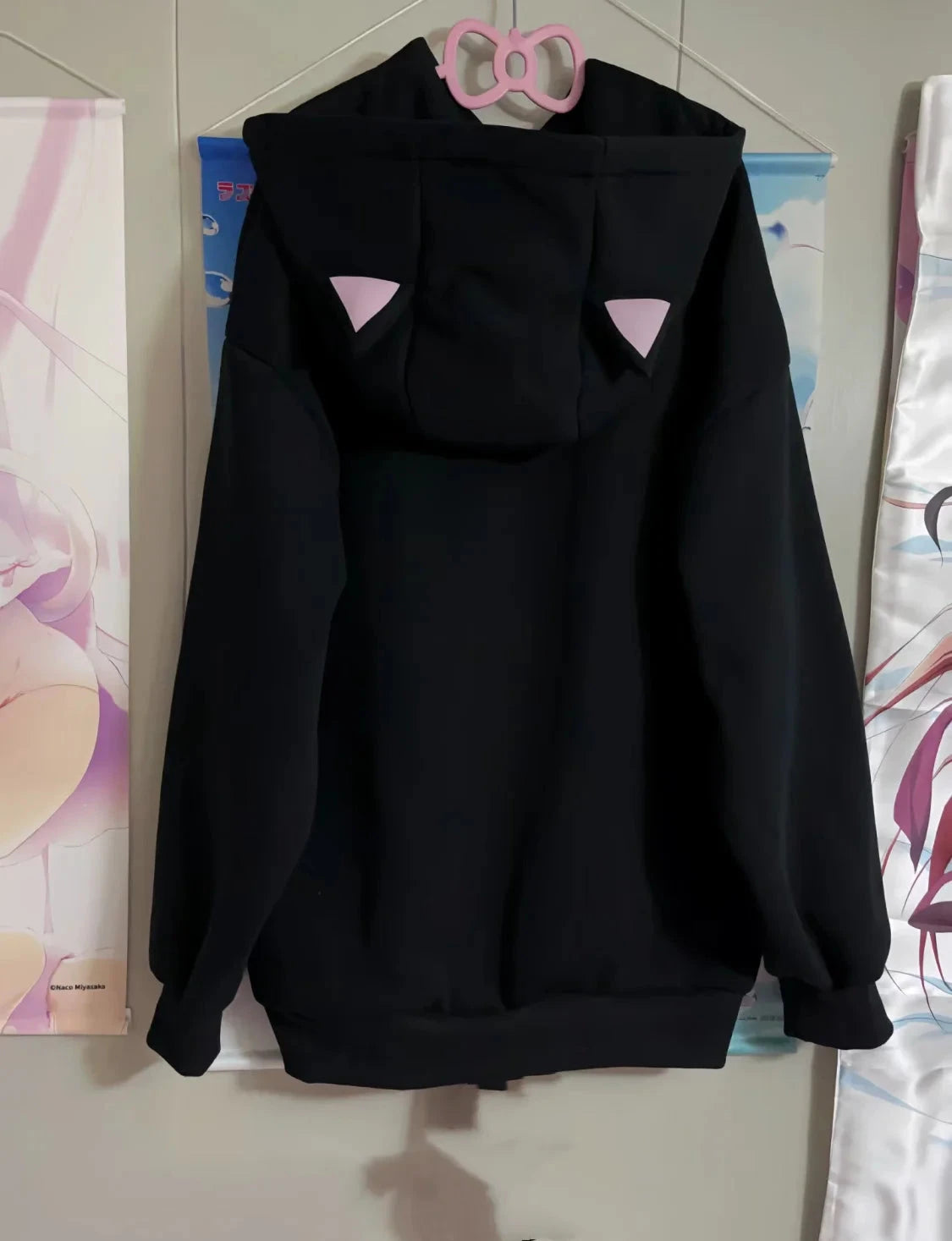 kawaiies-softtoys-plushies-kawaii-plush-Japanese Harajuku Gothic Cat Black Pink Hoodie Apparel