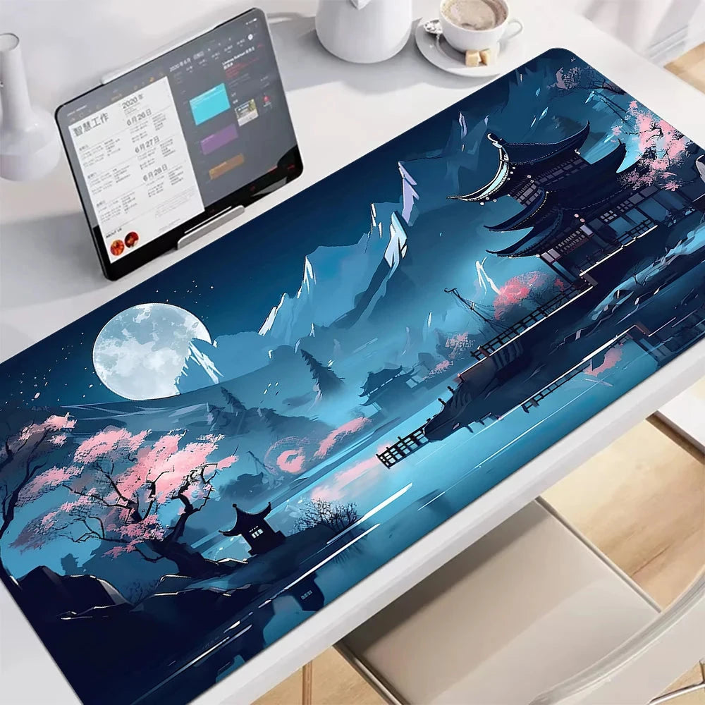 kawaiies-softtoys-plushies-kawaii-plush-Japanese Pagoda Traditional Ink Mouse Pad Mouse Pads Pink Pagoda 60 x 30cm