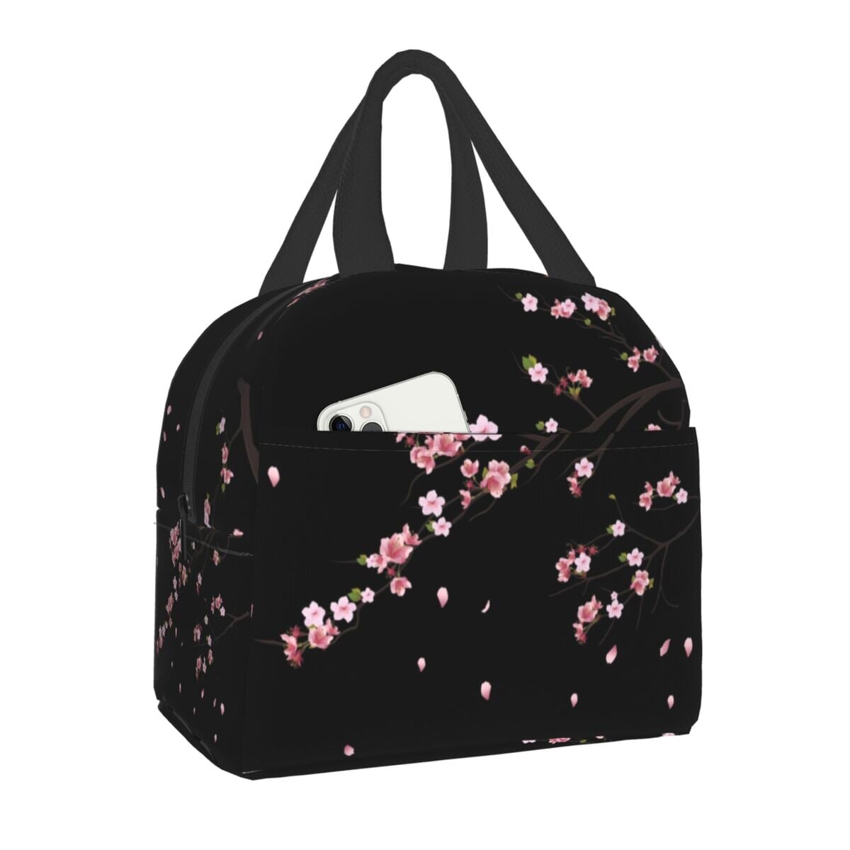 kawaiies-softtoys-plushies-kawaii-plush-Japanese Sakura Cherry Blossoms Insulated Lunch Bags Bag Black