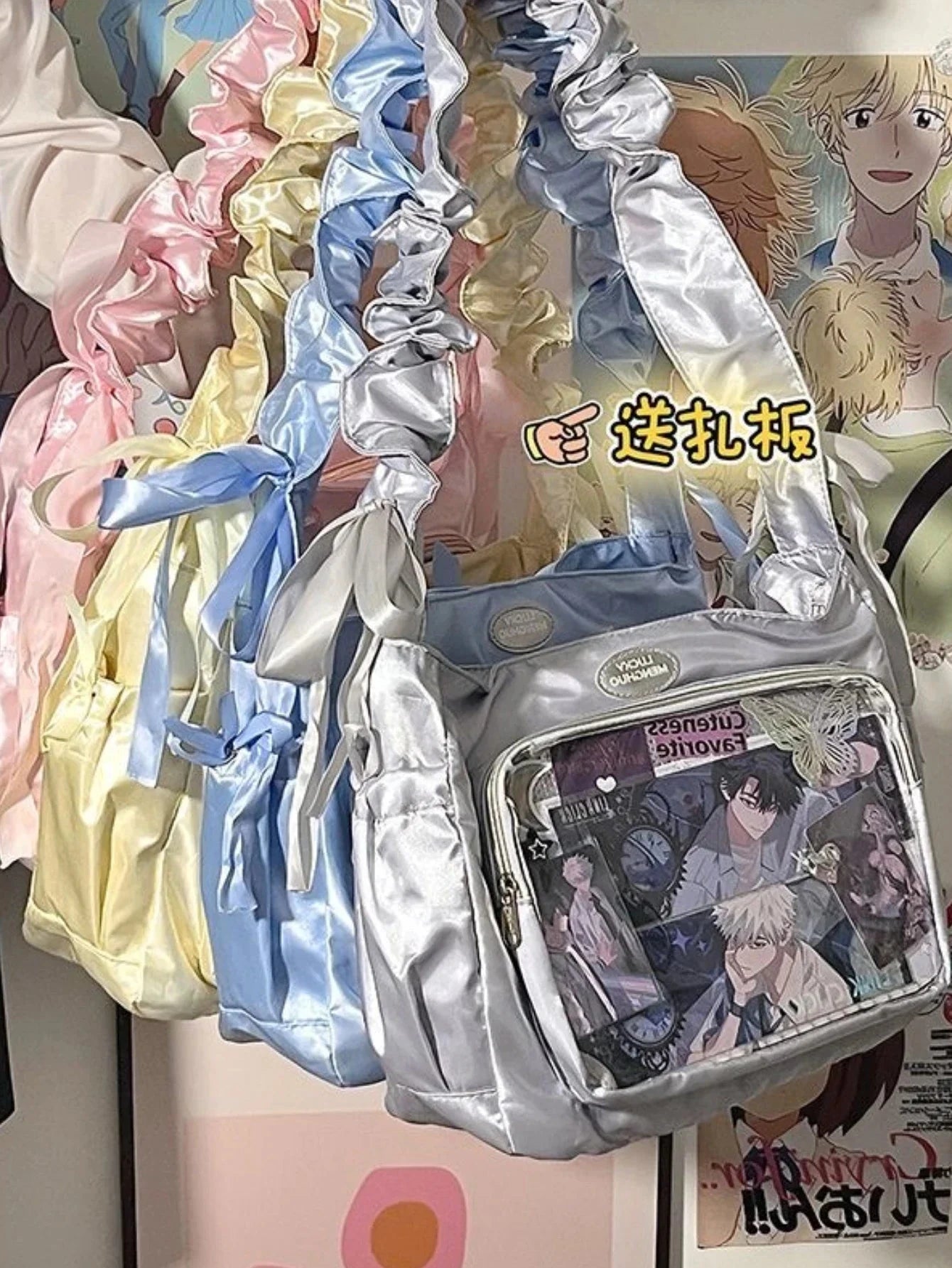 kawaiies-softtoys-plushies-kawaii-plush-Japanese Satin Handbag with Ruffled Shoulder Straps Bags