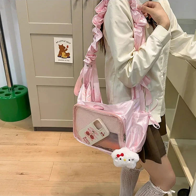 kawaiies-softtoys-plushies-kawaii-plush-Japanese Satin Handbag with Ruffled Shoulder Straps Bags