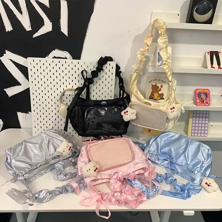 kawaiies-softtoys-plushies-kawaii-plush-Japanese Satin Handbag with Ruffled Shoulder Straps Bags
