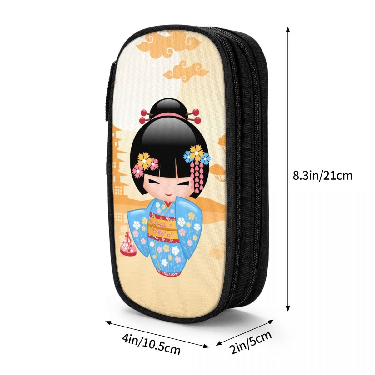 kawaiies-softtoys-plushies-kawaii-plush-Japanese-themed Blue Kokeshi Doll Sunset Pencil Case Pencil Case