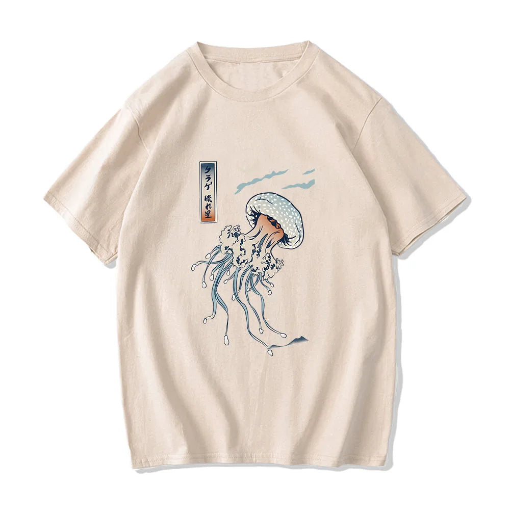 kawaiies-softtoys-plushies-kawaii-plush-Japanese-themed Floating Jellyfish Unisex Tee Apparel Cream XS