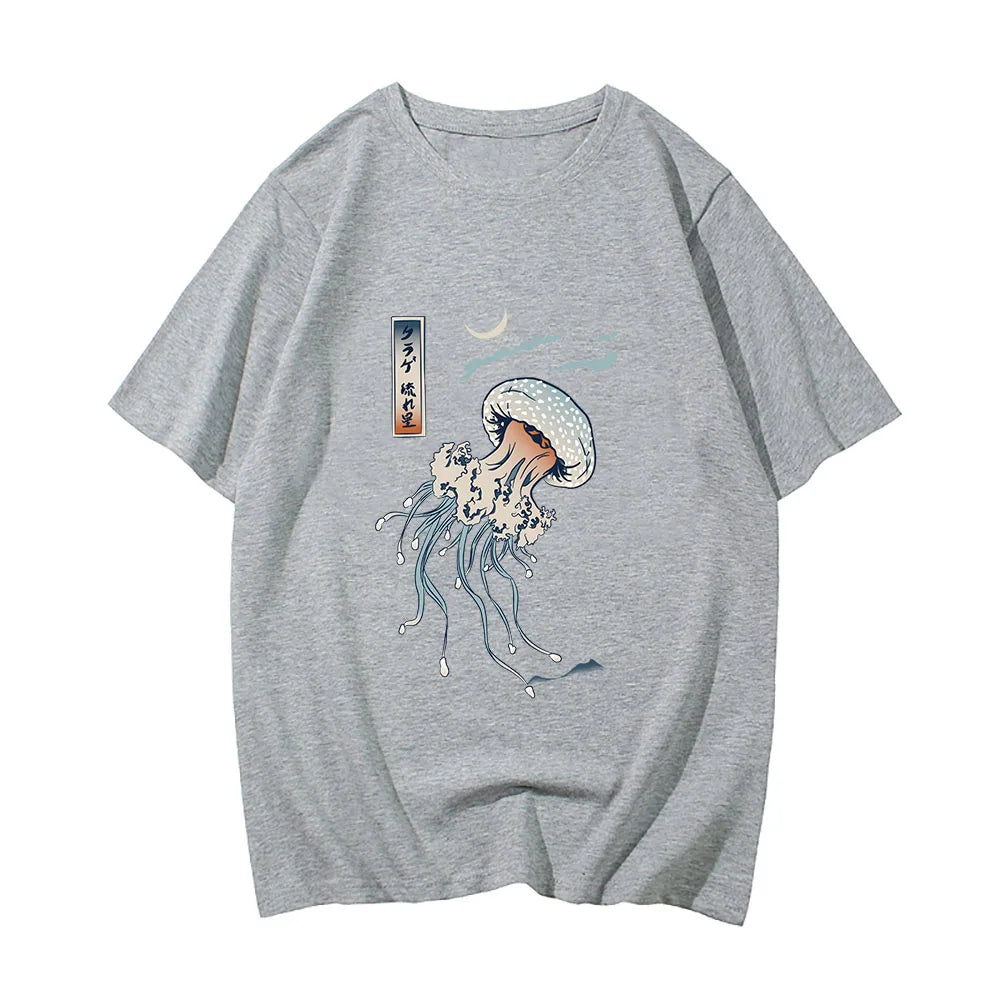 kawaiies-softtoys-plushies-kawaii-plush-Japanese-themed Floating Jellyfish Unisex Tee Apparel Gray XS