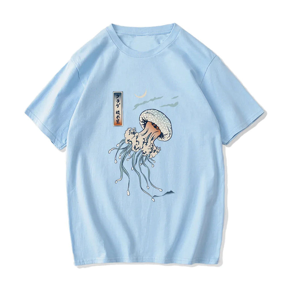 kawaiies-softtoys-plushies-kawaii-plush-Japanese-themed Floating Jellyfish Unisex Tee Apparel Light Blue XS