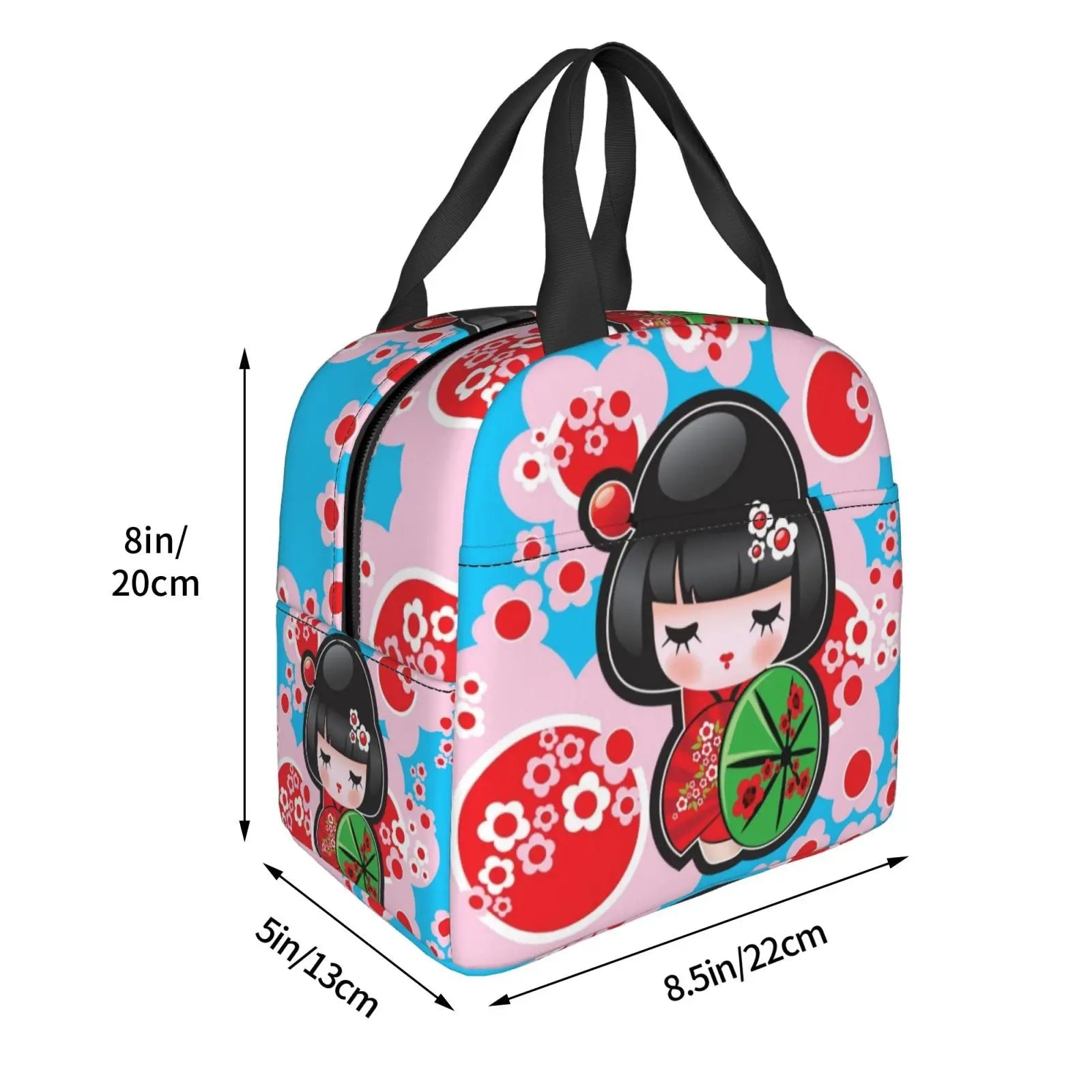 kawaiies-softtoys-plushies-kawaii-plush-Japanese-themed Keiko Kokeshi Doll Insulated Lunch Bag Collection Bag