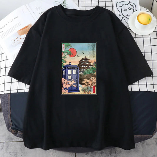 kawaiies-softtoys-plushies-kawaii-plush-Japanese-themed Osaka Police Box Unisex Tee Tops Black S