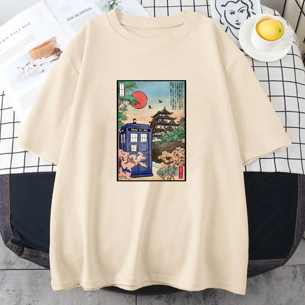 kawaiies-softtoys-plushies-kawaii-plush-Japanese-themed Osaka Police Box Unisex Tee Tops Cream S