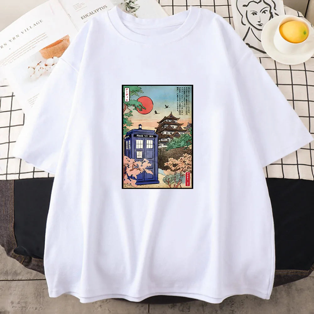 kawaiies-softtoys-plushies-kawaii-plush-Japanese-themed Osaka Police Box Unisex Tee Tops White S