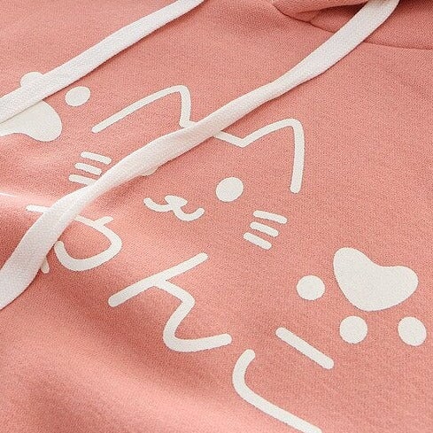 kawaiies-softtoys-plushies-kawaii-plush-Japanese-themed Pink Blue Two-Tone Cat Hoodie Hoodies