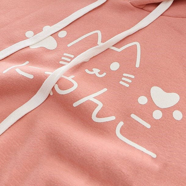 kawaiies-softtoys-plushies-kawaii-plush-Japanese-themed Pink Blue Two-Tone Cat Hoodie Hoodies