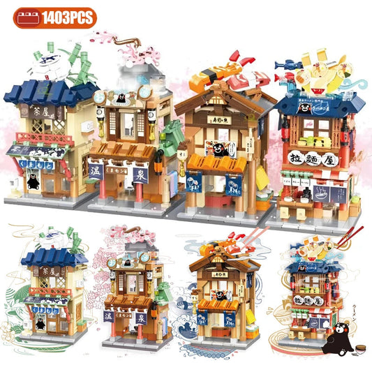 kawaiies-softtoys-plushies-kawaii-plush-Japanese-themed Ramen Hot Spring Sushi Tea Micro Building Sets Build it