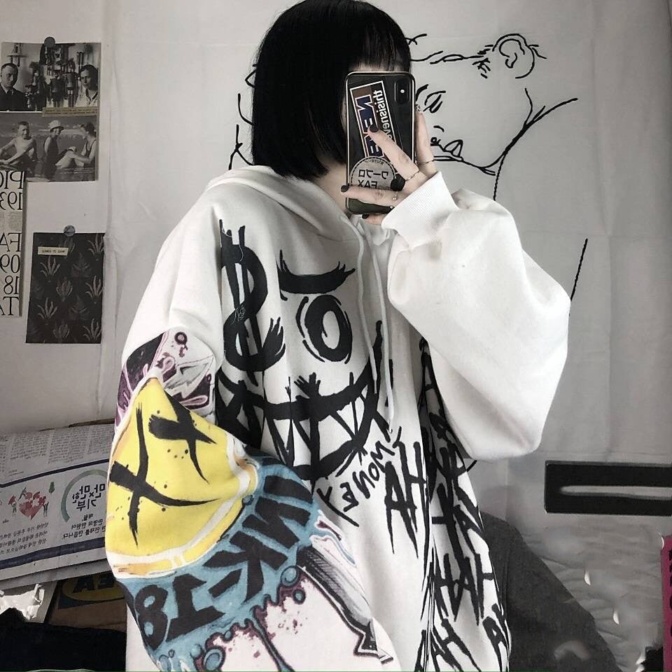 kawaiies-softtoys-plushies-kawaii-plush-Japanese-themed Style Kei Clothes Gothic Hoodie Sweatshirt White S 
