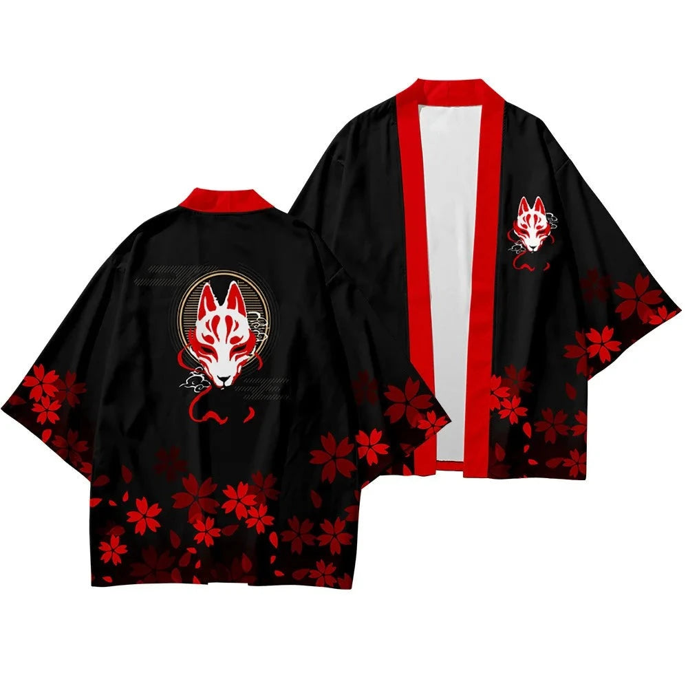 kawaiies-softtoys-plushies-kawaii-plush-Japanese-themed White Wolf Mask Mens Kimono Yukata - Pants Only Apparel