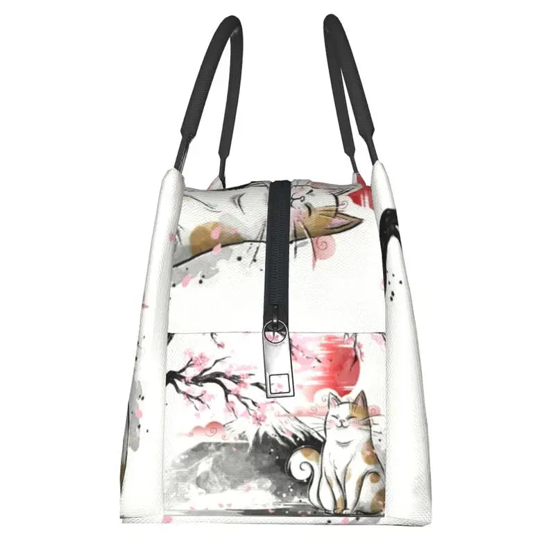 kawaiies-softtoys-plushies-kawaii-plush-Japense-themed Sakura Mt Fuji Cat Lunch Bag Bags