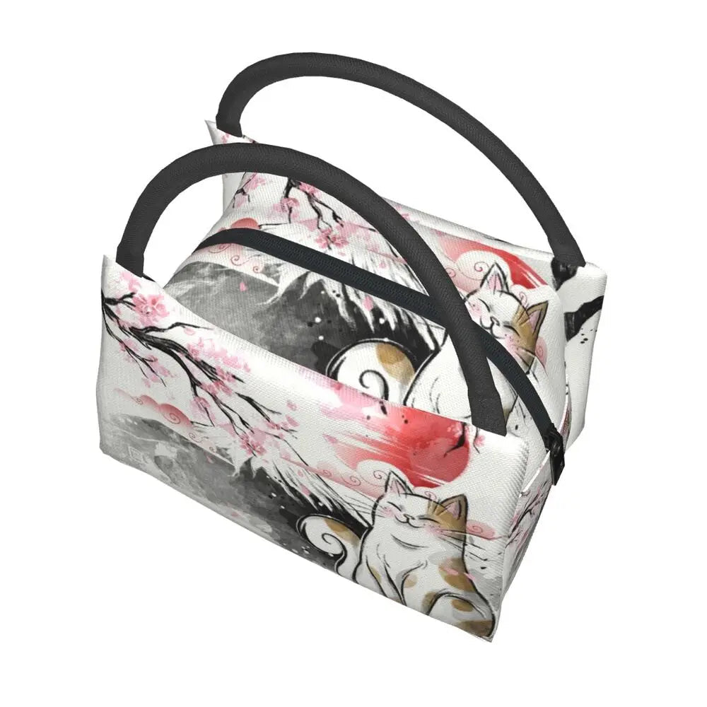 kawaiies-softtoys-plushies-kawaii-plush-Japense-themed Sakura Mt Fuji Cat Lunch Bag Bags