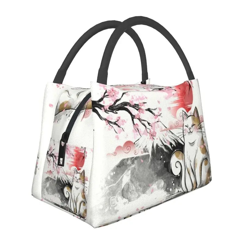 kawaiies-softtoys-plushies-kawaii-plush-Japense-themed Sakura Mt Fuji Cat Lunch Bag Bags