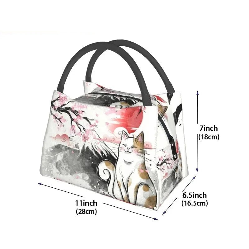 kawaiies-softtoys-plushies-kawaii-plush-Japense-themed Sakura Mt Fuji Cat Lunch Bag Bags