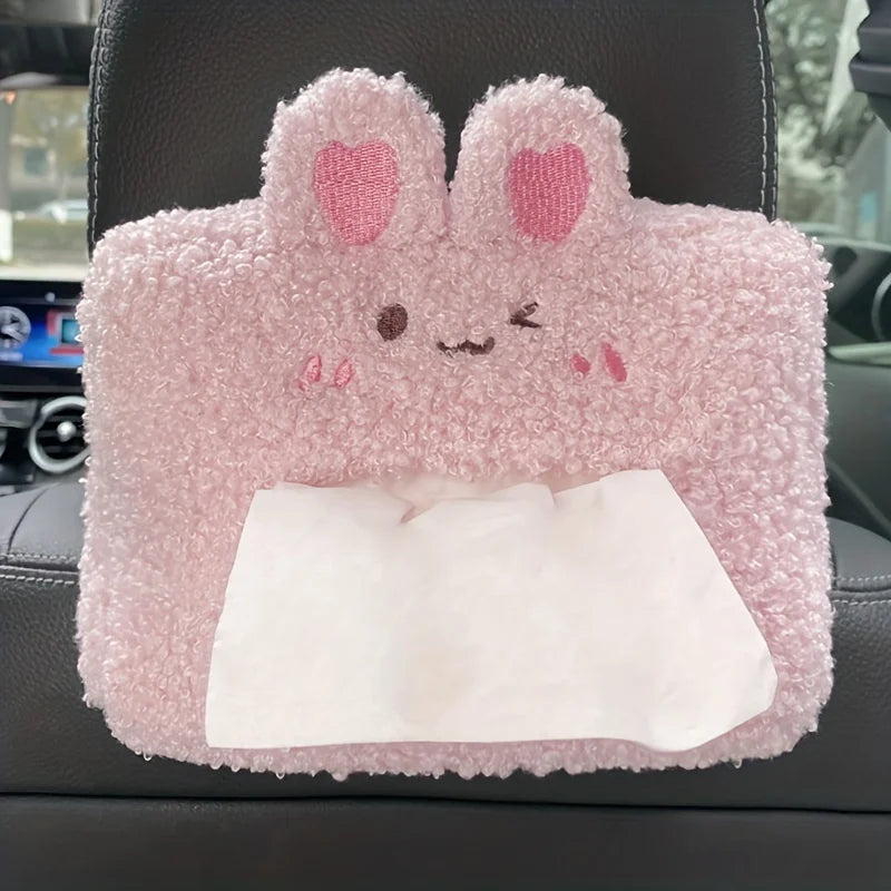 kawaiies-softtoys-plushies-kawaii-plush-Kawaii Bear and Bunny Car Plush Tissue Box Cover Car Pink Bunny